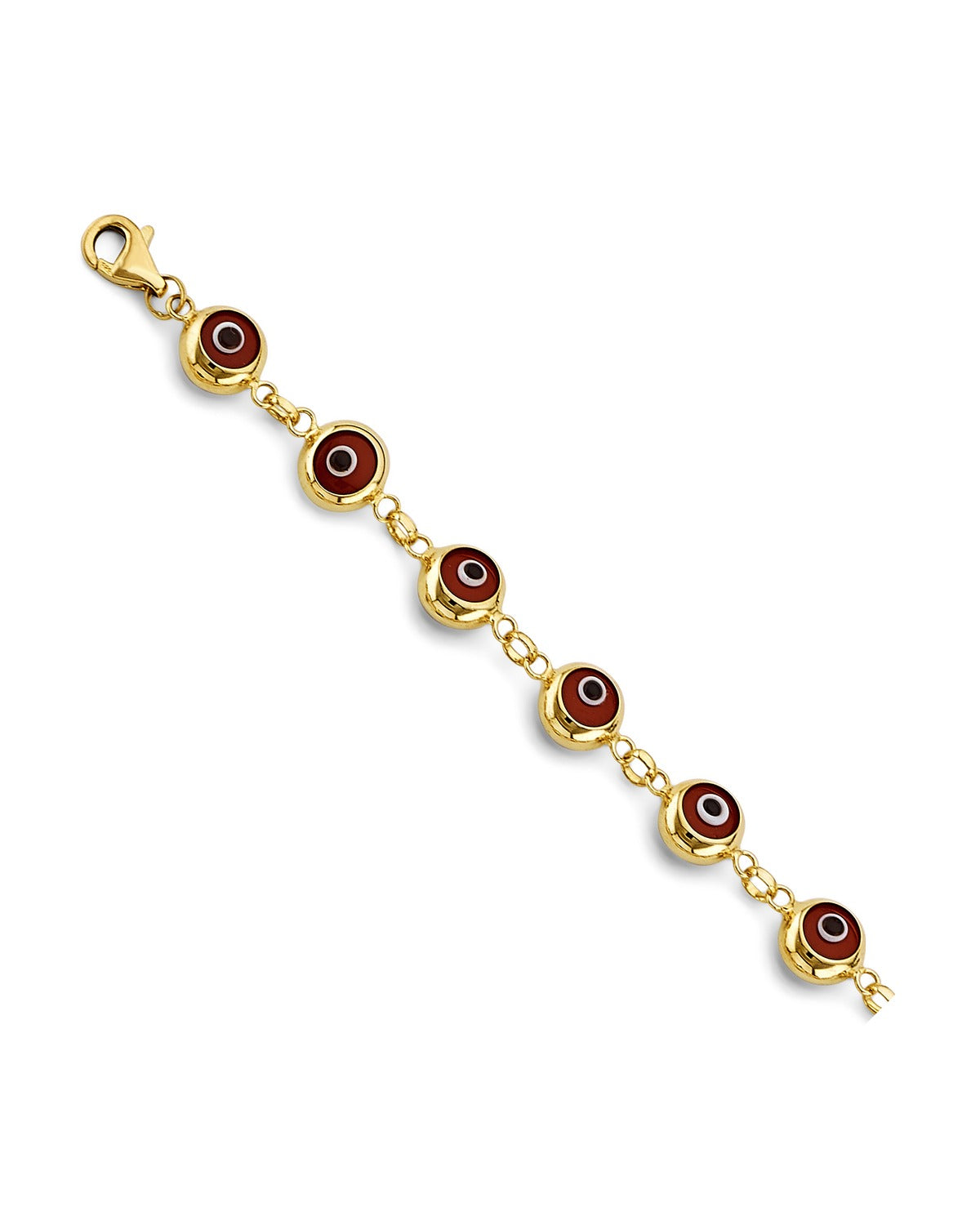 14K Yellow Gold Red Evil Eye Bracelet (AB-1048)