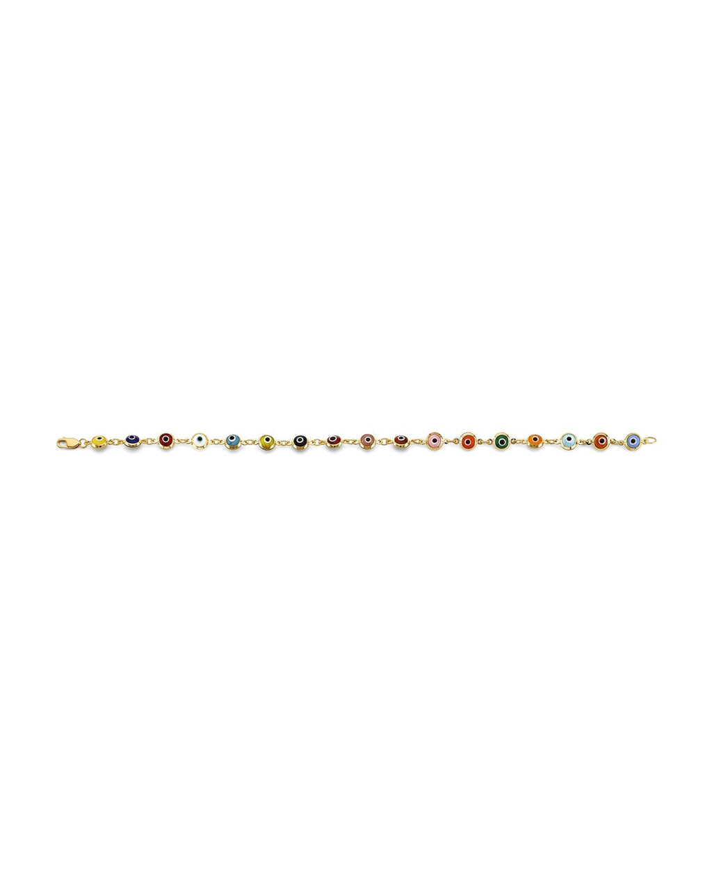 14K Yellow Gold Multi Color Evil Eye Bracelet (AB-1049)
