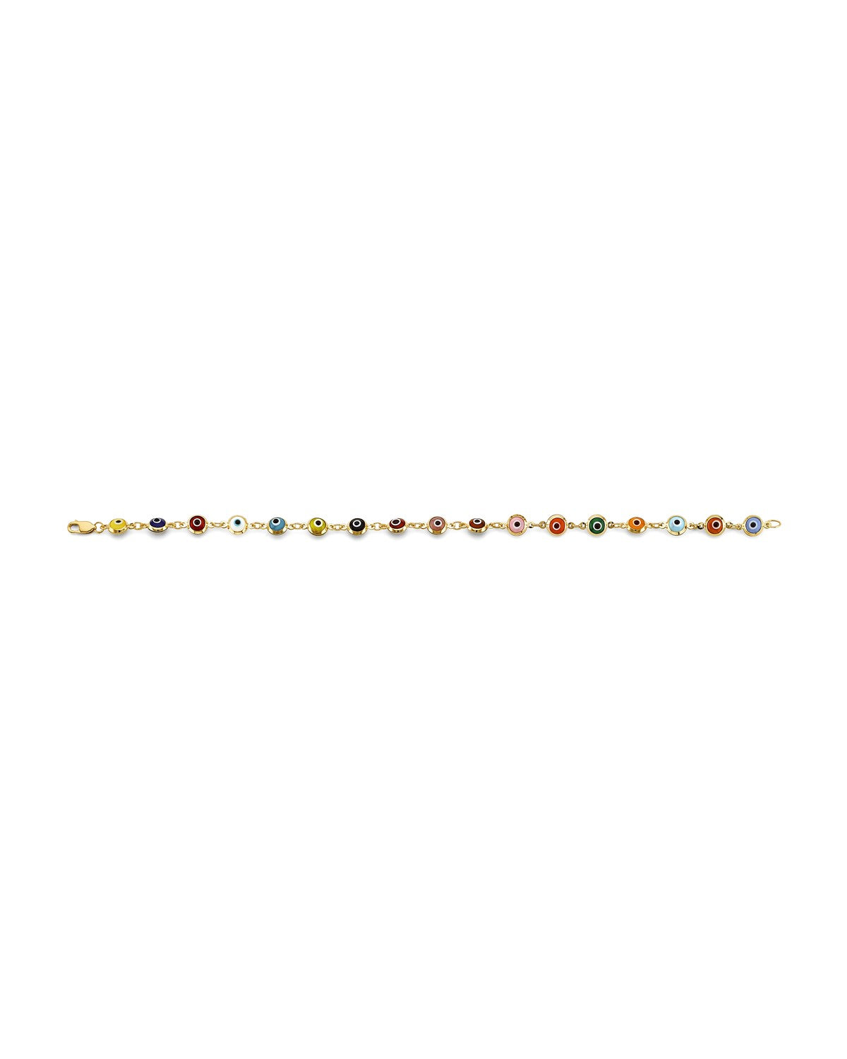 14K Yellow Gold Multi Color Evil Eye Bracelet (AB-1049)