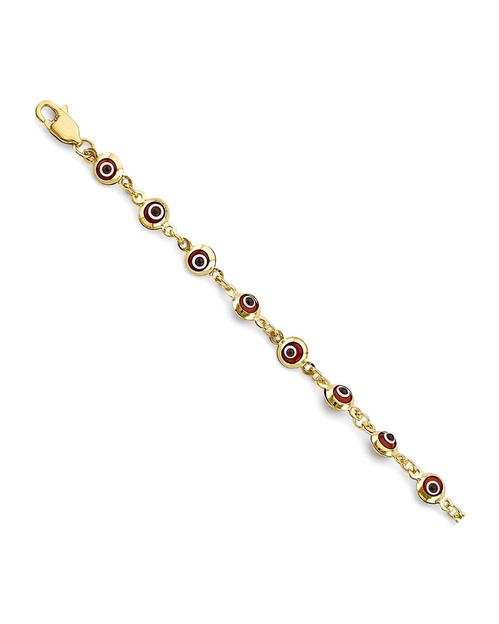 14K Yellow Gold Red Evil Eye Bracelet (AB-1050)