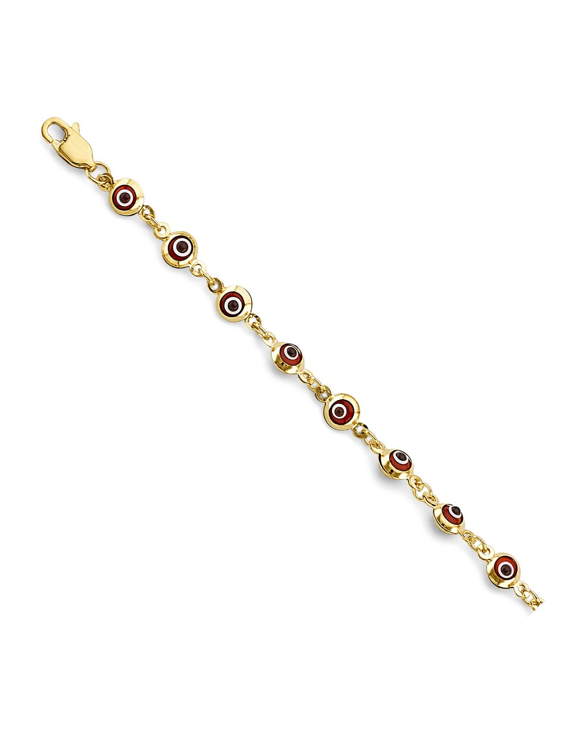 14K Yellow Gold Red Evil Eye Bracelet (AB-1050)