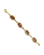 14K Yellow Gold Red Evil Eye Bracelet (AB-1051)
