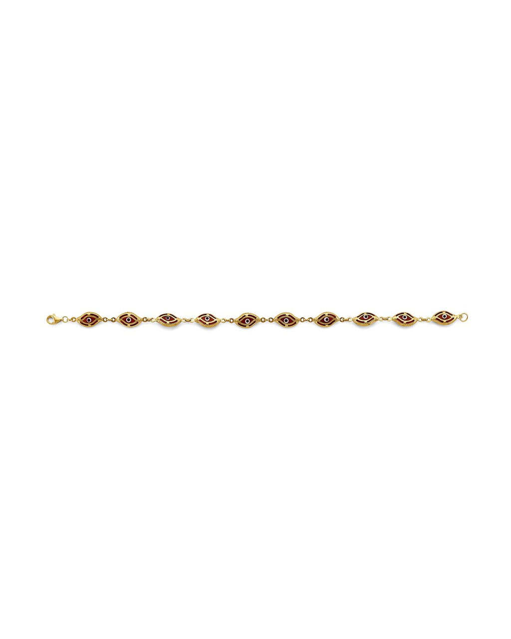 14K Yellow Gold Red Evil Eye Bracelet (AB-1051)