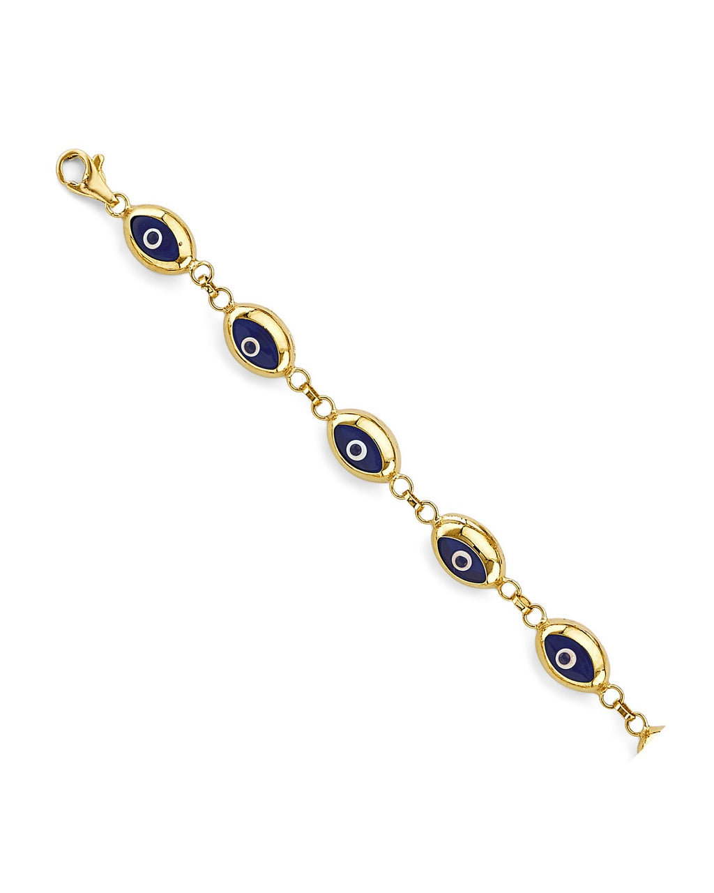 14K Yellow Gold Blue Evil Eye Bracelet (AB-1053)