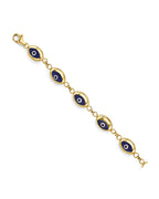 14K Yellow Gold Blue Evil Eye Bracelet (AB-1053)