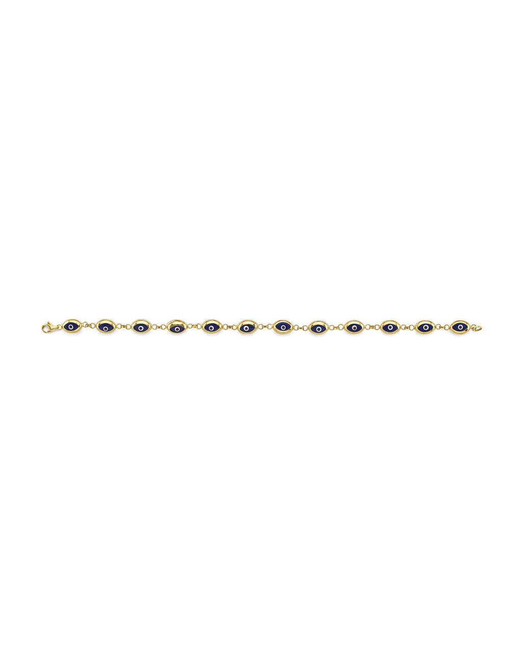 14K Yellow Gold Blue Evil Eye Bracelet (AB-1053)