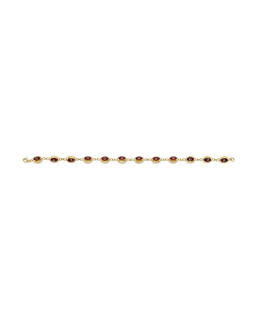 14K Yellow Gold Red Evil Eye Bracelet (AB-1054)