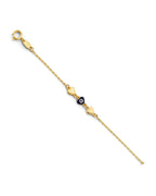 14K Yellow Gold Evil Eye & Heart Bracelet (AB-1061)