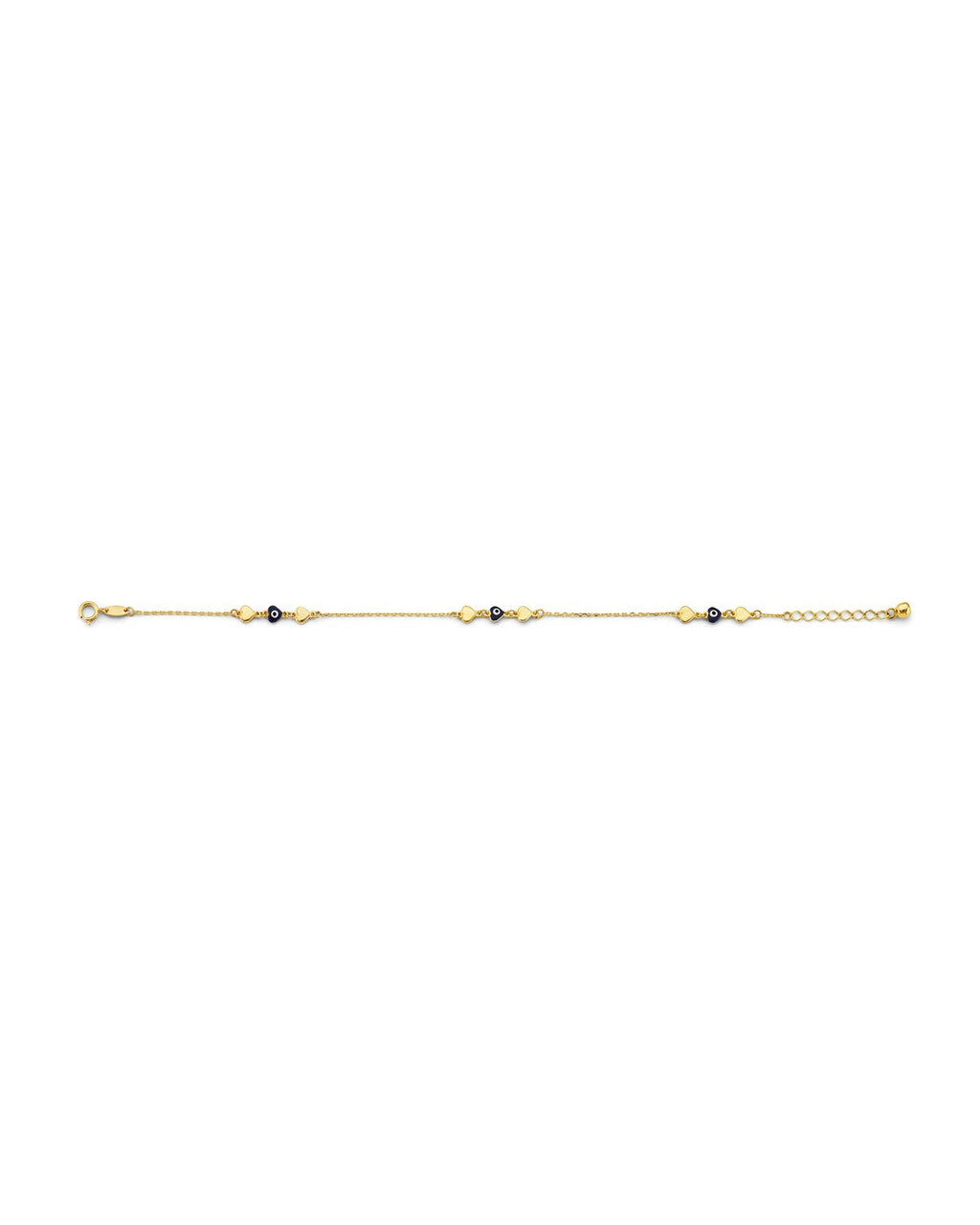 14K Yellow Gold Evil Eye & Heart Bracelet (AB-1061)