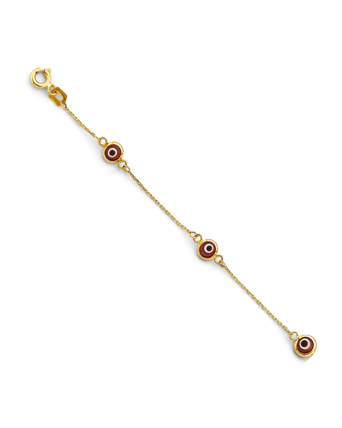 14K Yellow Gold Red Evil Eye Bracelet (AB-1062)