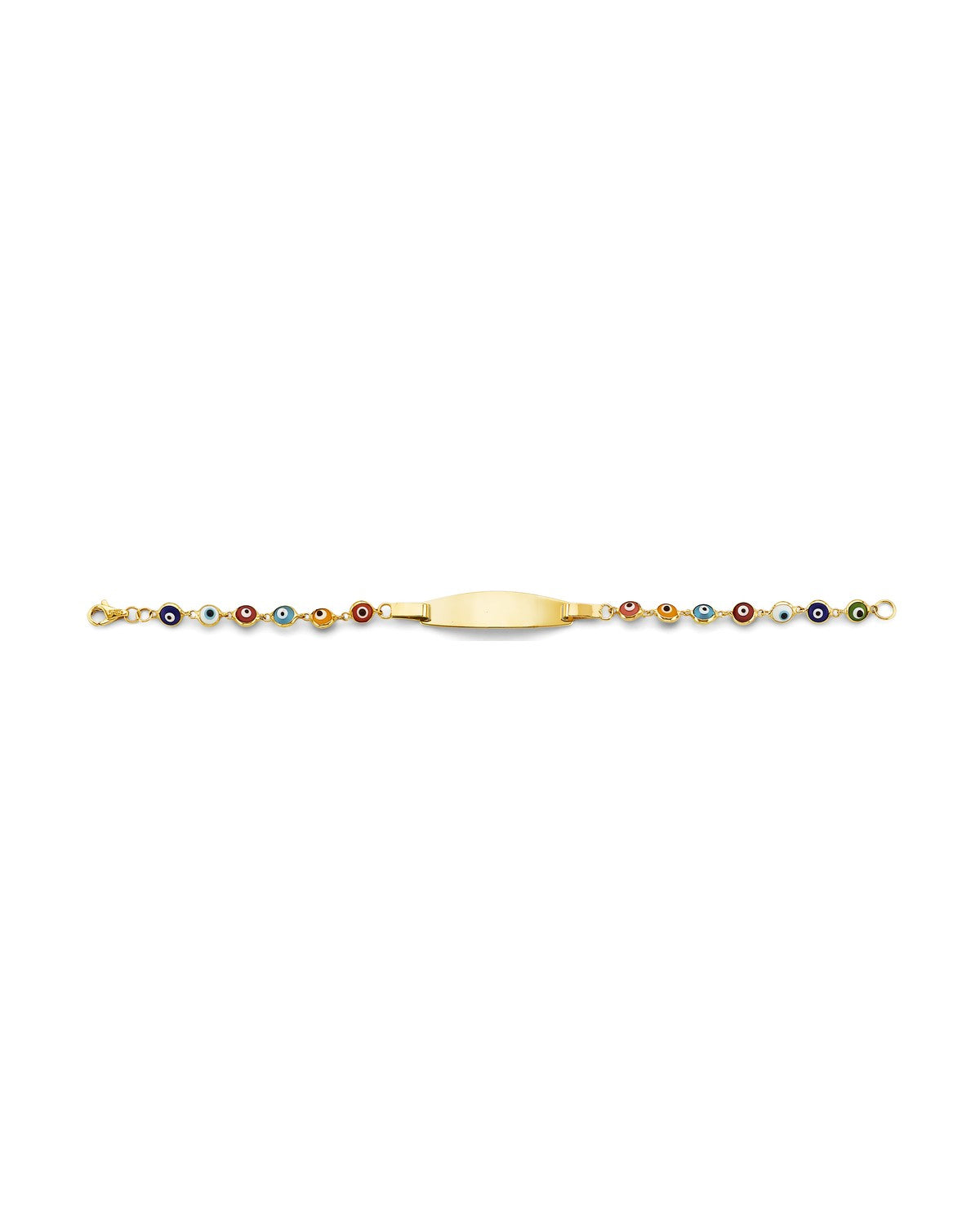 14K Yellow Gold Mixed Color Evil Eye Baby ID Bracelet (AB-1067)