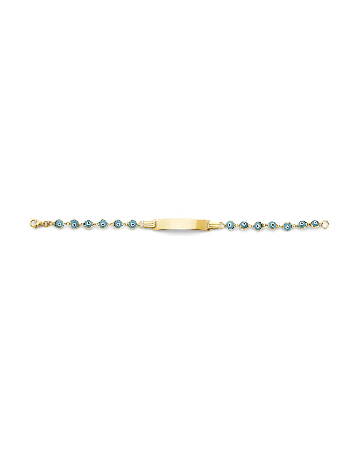 14K Yellow Gold Blue Evil Eye Baby ID Bracelet (AB-1068)