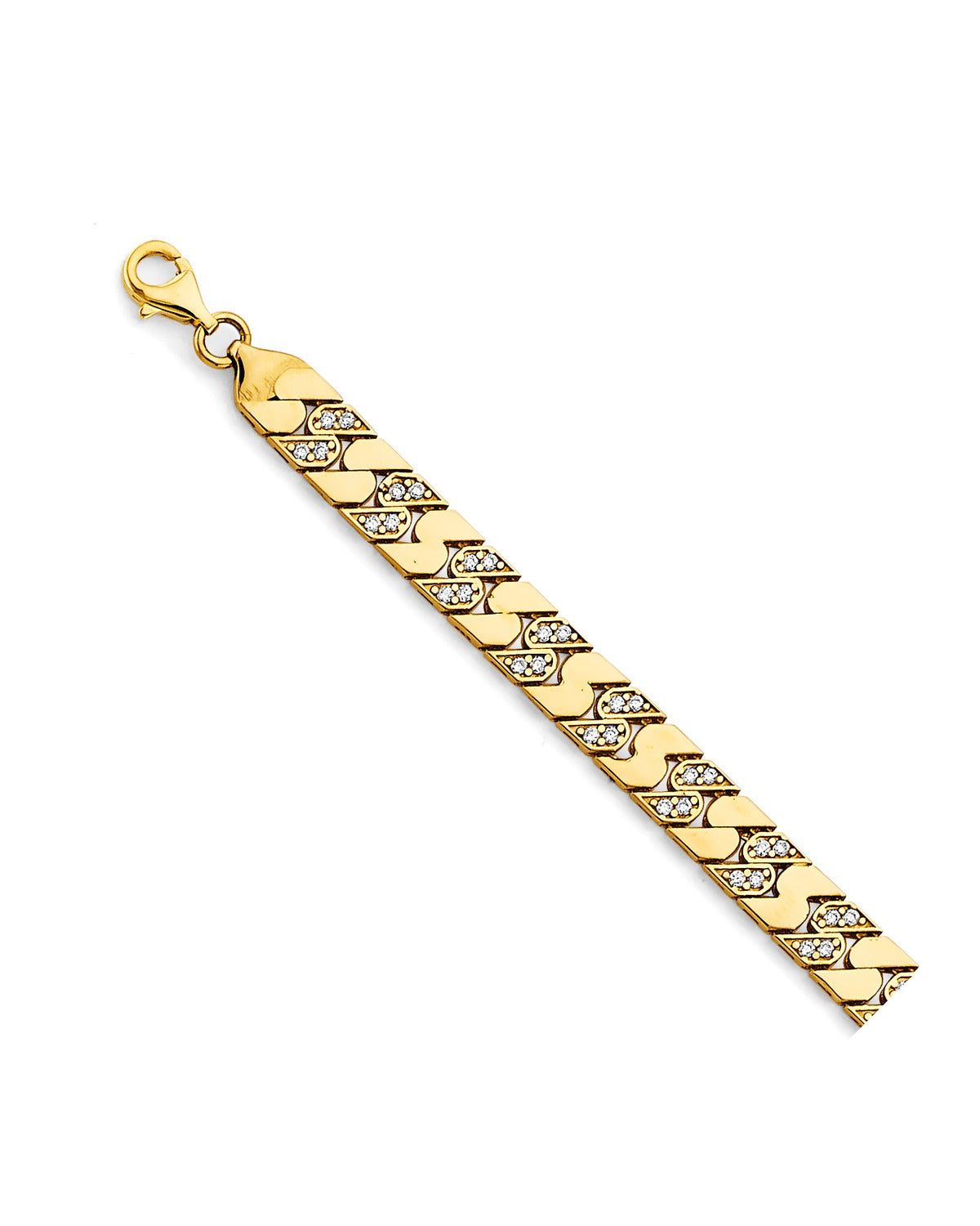 14K Yellow Gold CZ Fancy Bracelet (AB-1075)
