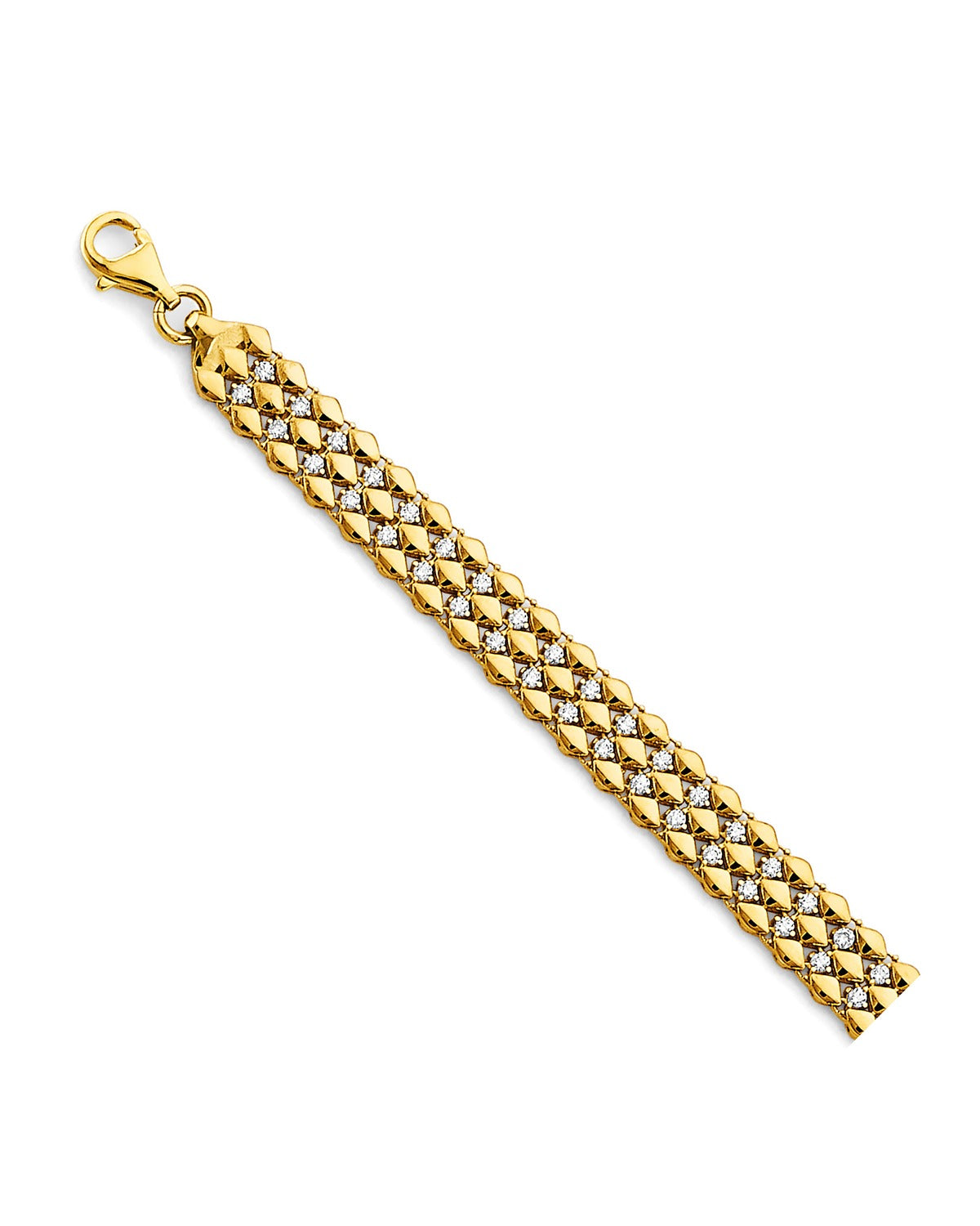 14K Yellow Gold CZ Fancy Bracelet (AB-1076)