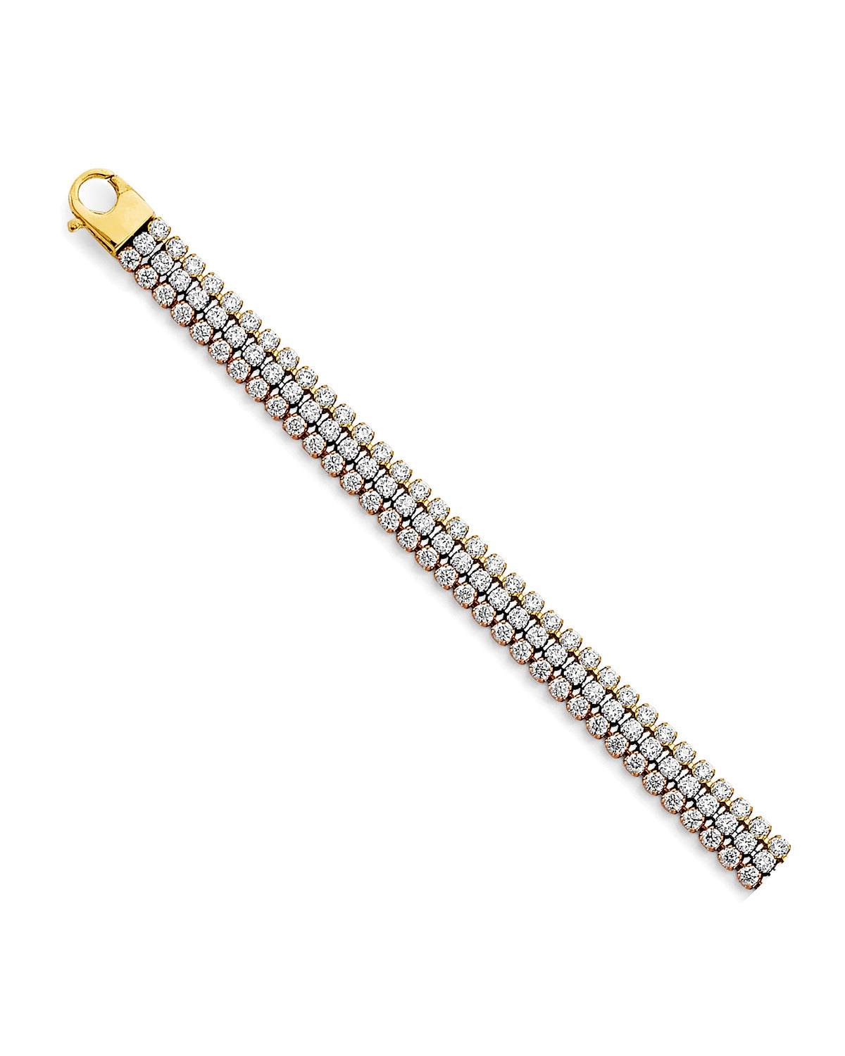 14K Tri-Color Gold 3C 3 line Tennis Bracelet (AB-1080)