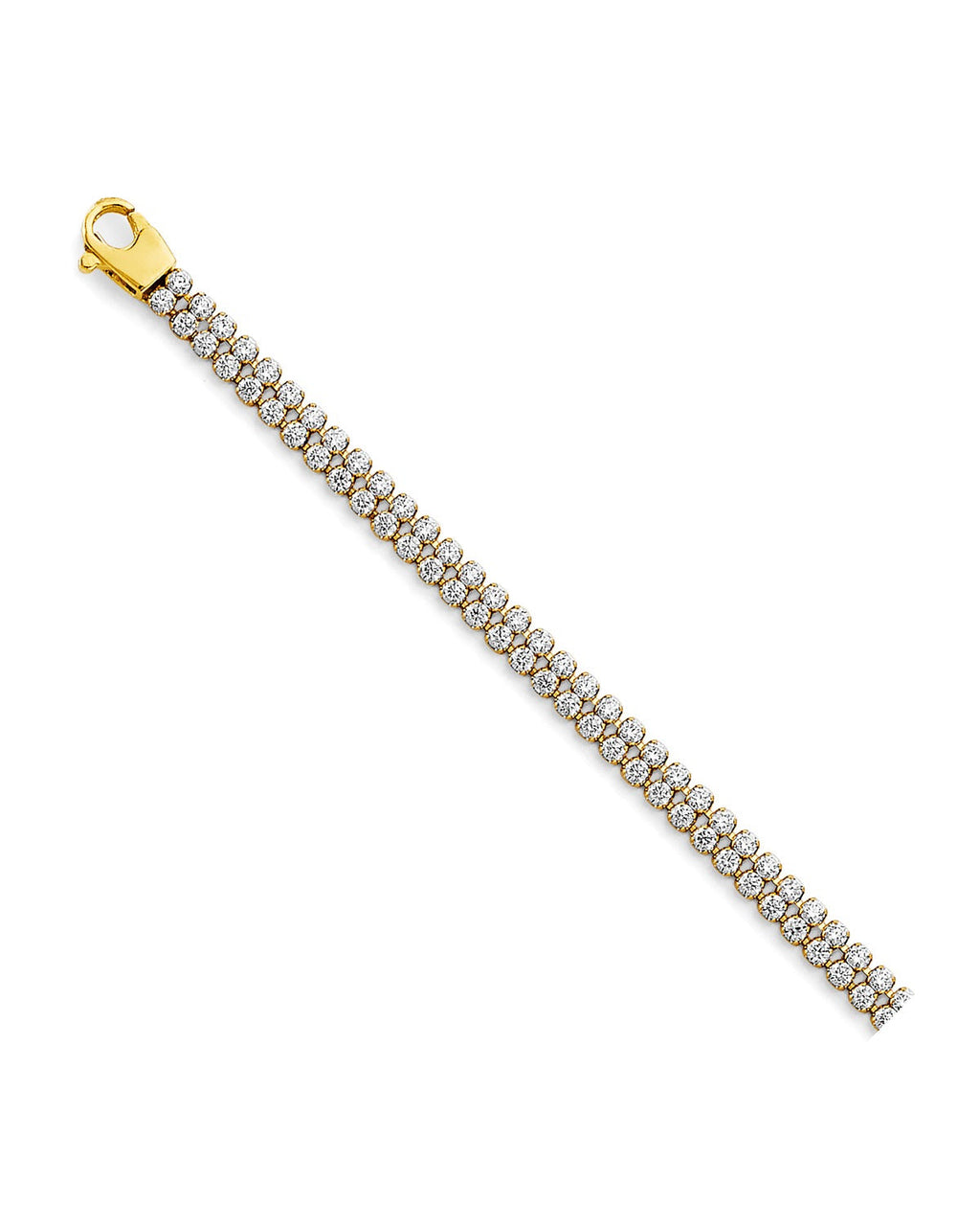 14K Yellow Gold 2 Line Tennis Bracelet (AB-1081)