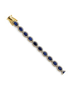 14K Yellow Gold CZ Blue Stone Bracelet (AB-1082)