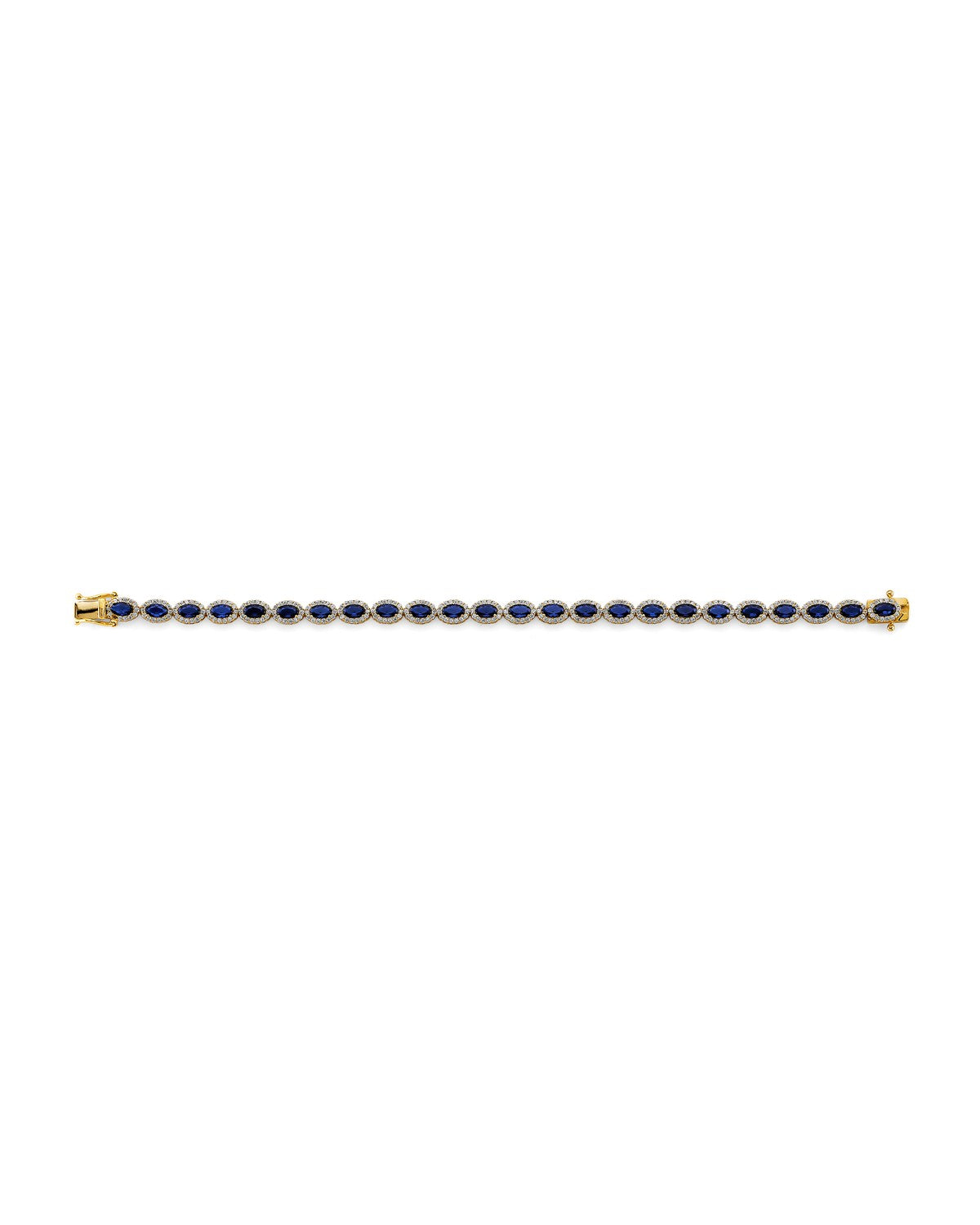 14K Yellow Gold CZ Blue Stone Bracelet (AB-1082)