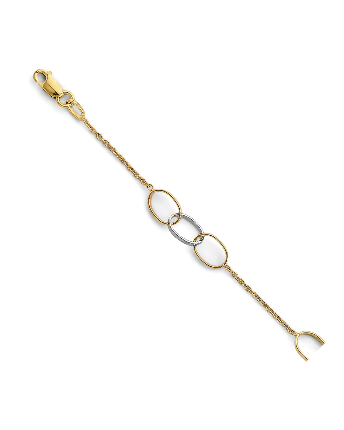 14K Two-Tone Gold 2T Triple Together Oval Bracelet (AB-1083)