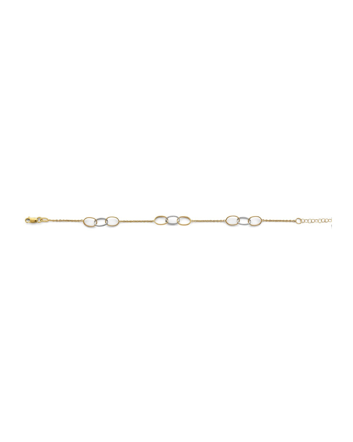 14K Two-Tone Gold 2T Triple Together Oval Bracelet (AB-1083)