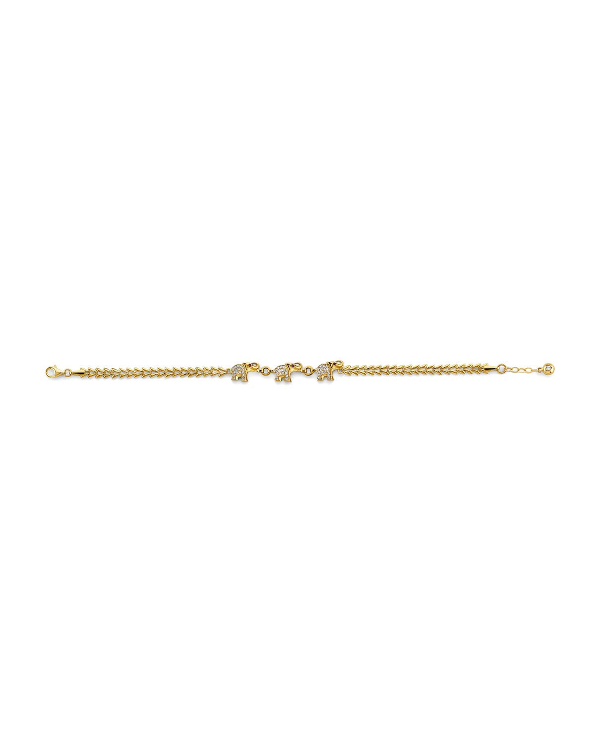 14K Yellow Gold CZ Elephant Bracelet (AB-1092)