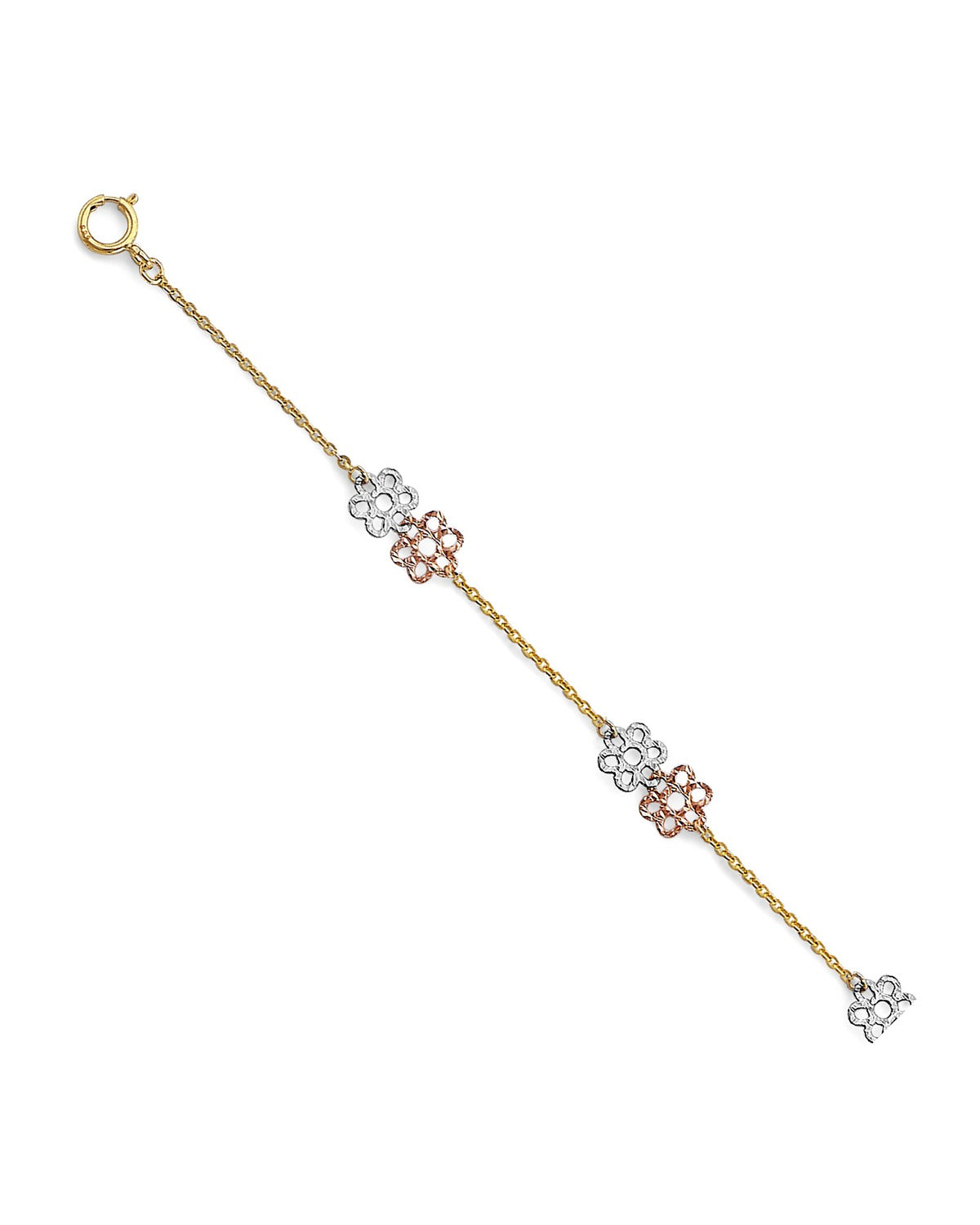 14K Tri-Color Gold 3C Flower Bracelet (AB-1095)