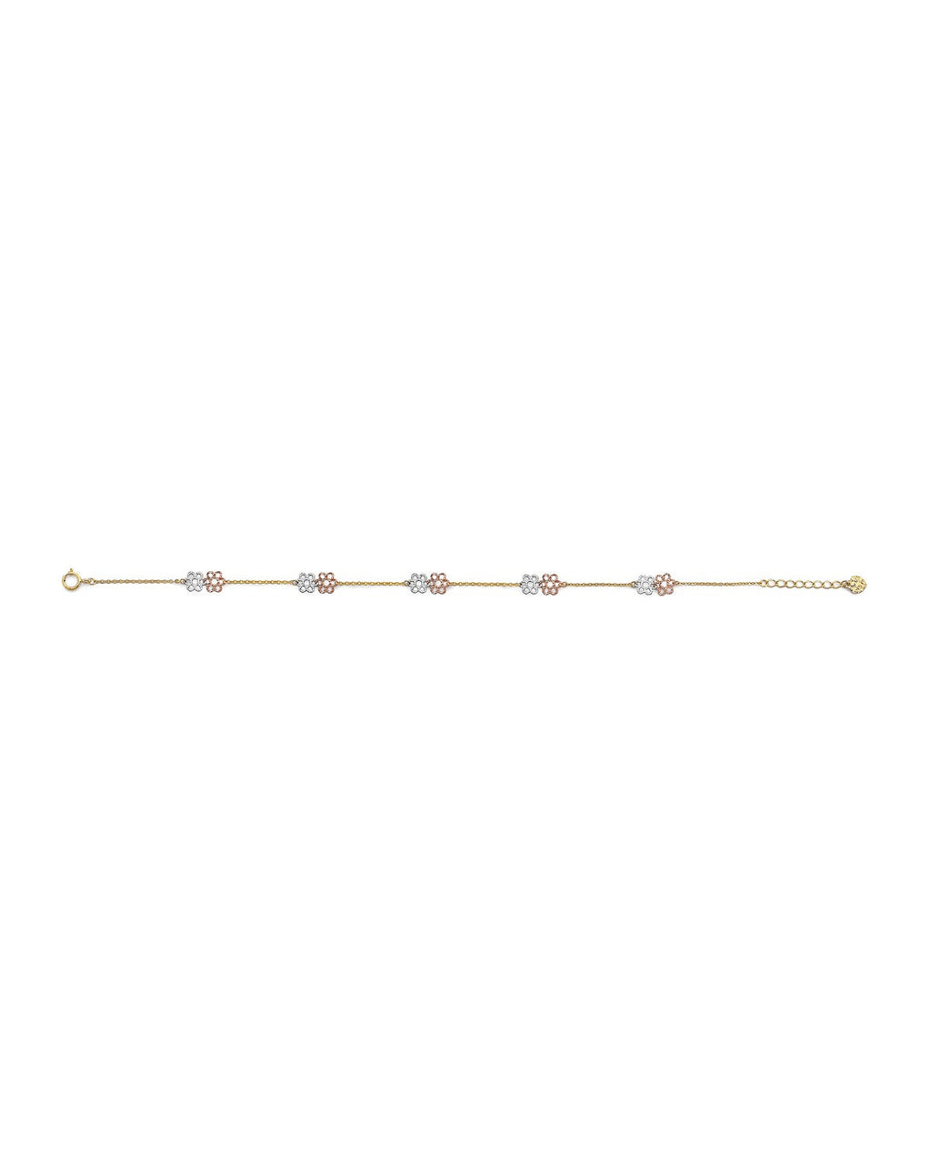 14K Tri-Color Gold 3C Flower Bracelet (AB-1095)