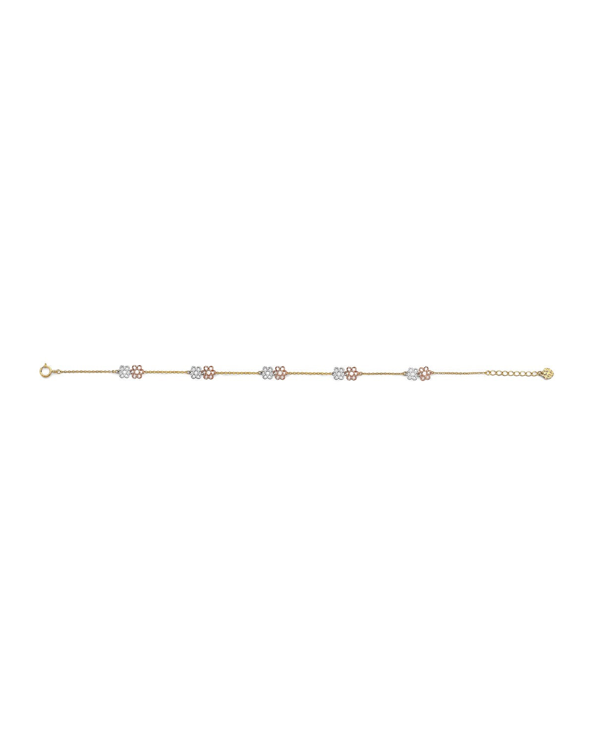 14K Tri-Color Gold 3C Flower Bracelet (AB-1095)