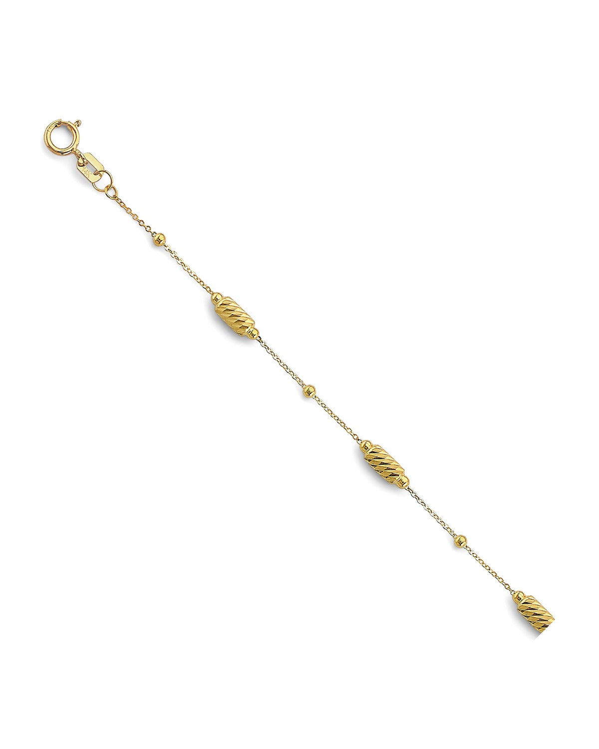 14K Yellow Gold DC Long Bead Bracelet (AB-1096)