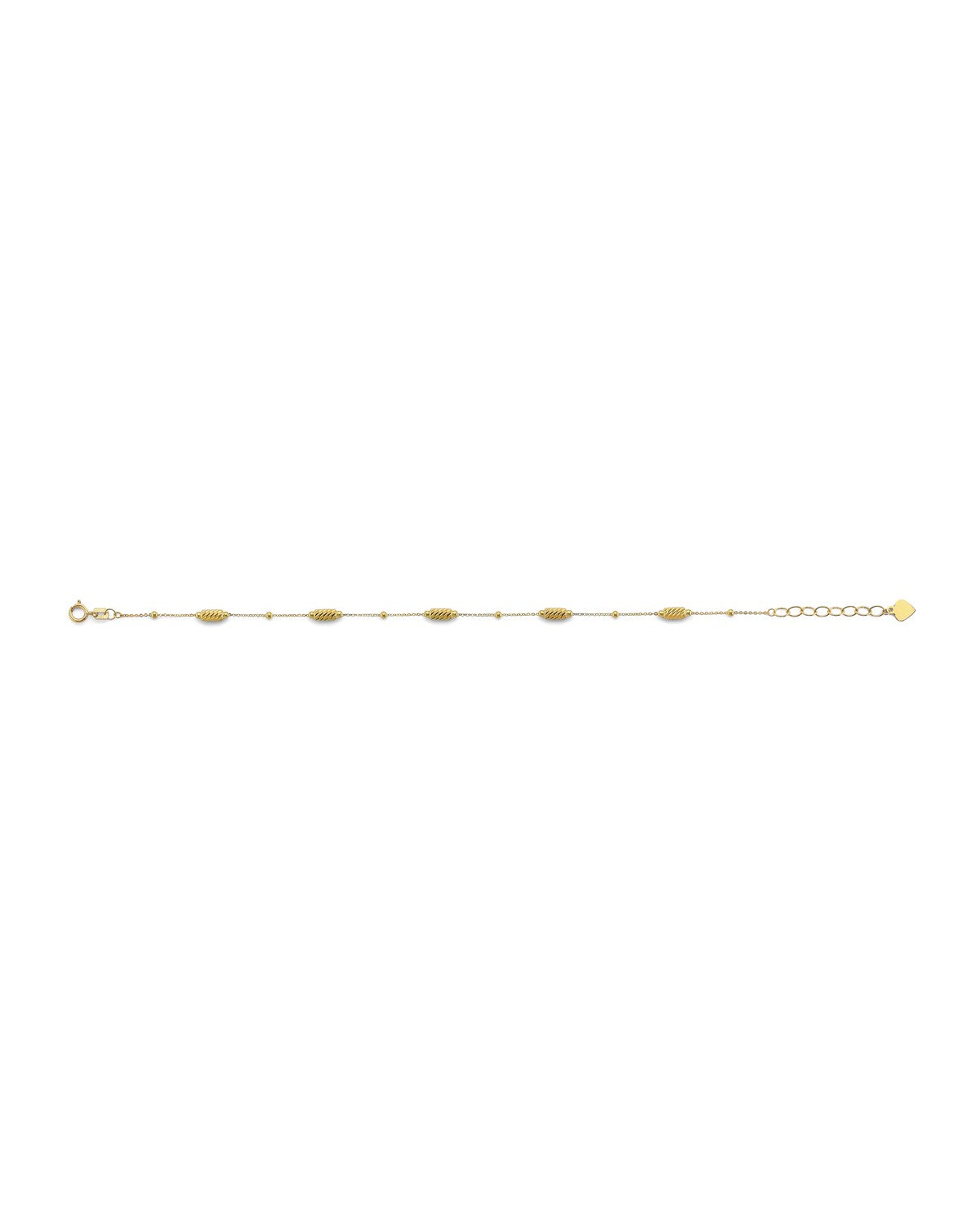 14K Yellow Gold DC Long Bead Bracelet (AB-1096)