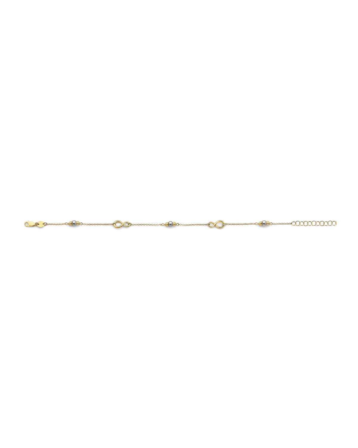 14K Two-Tone Gold 2T Infinity Bead Bracelet (AB-1097)