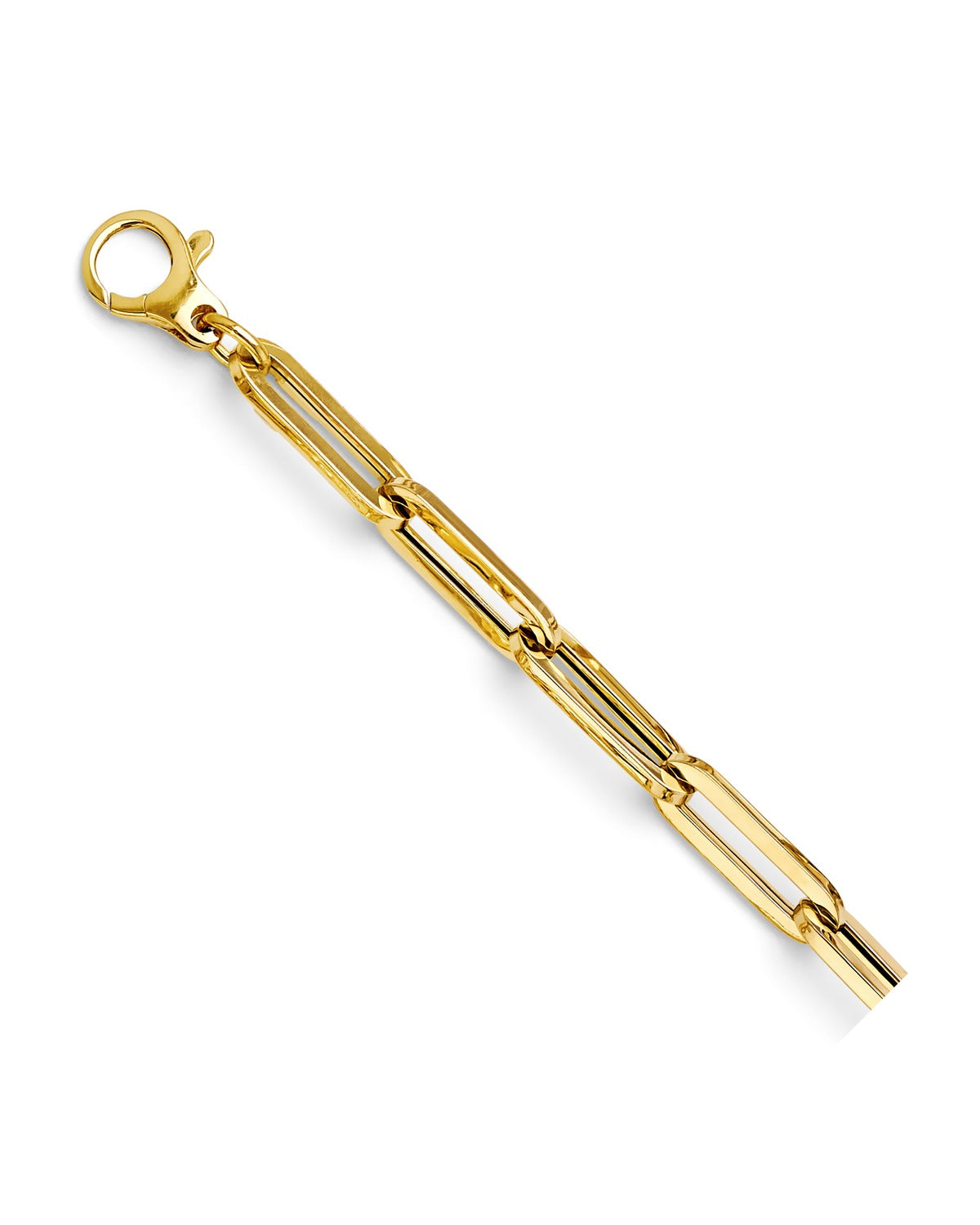 14K Yellow Gold Hollow Long Paperclip Bracelet (AB-1098)
