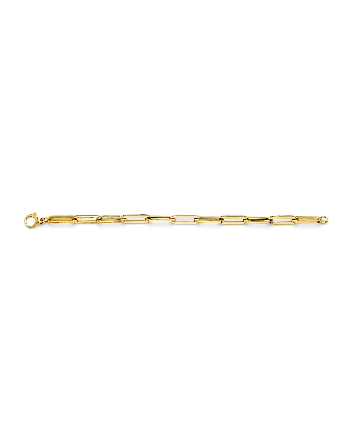 14K Yellow Gold Hollow Long Paperclip Bracelet (AB-1098)