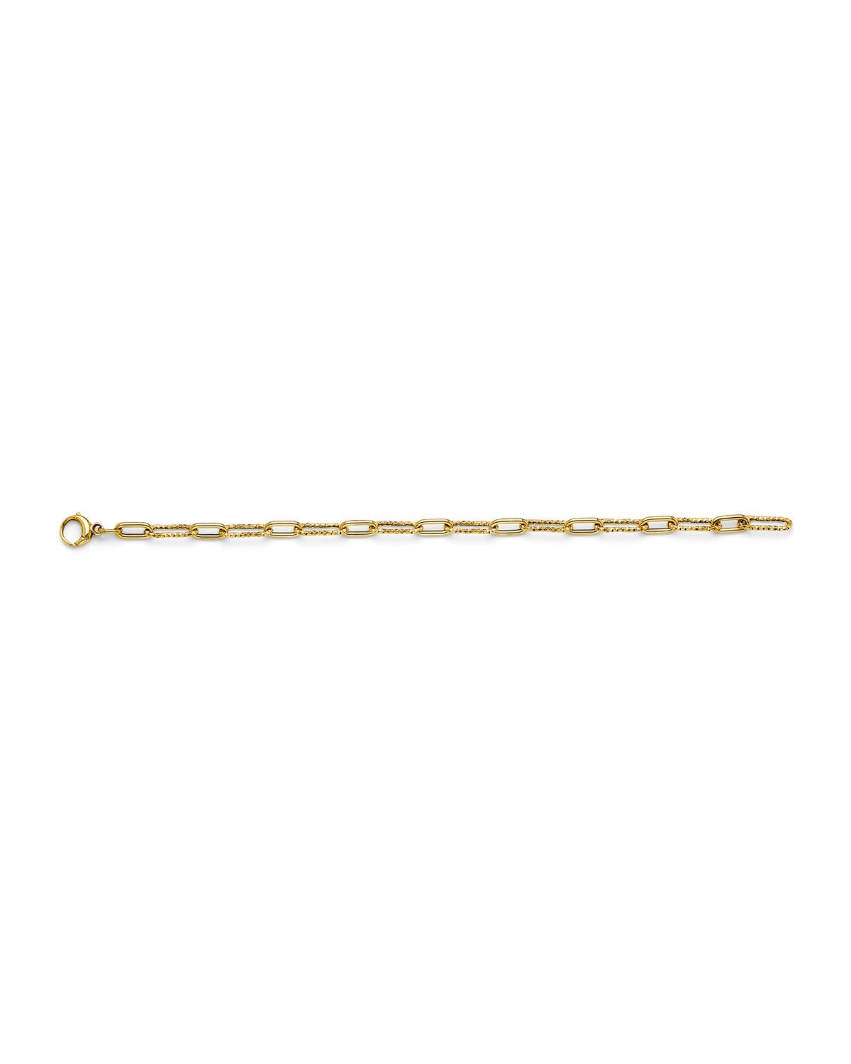 14K Yellow Gold Hollow Paperclip 1+1 Bracelet (AB-1099)