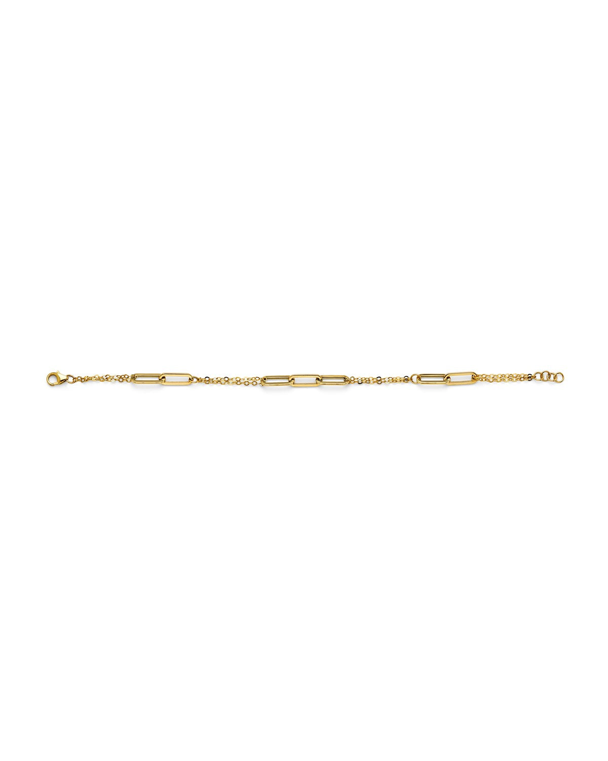 14K Yellow Gold Hollow Paperclip + Bracelet (AB-1100)