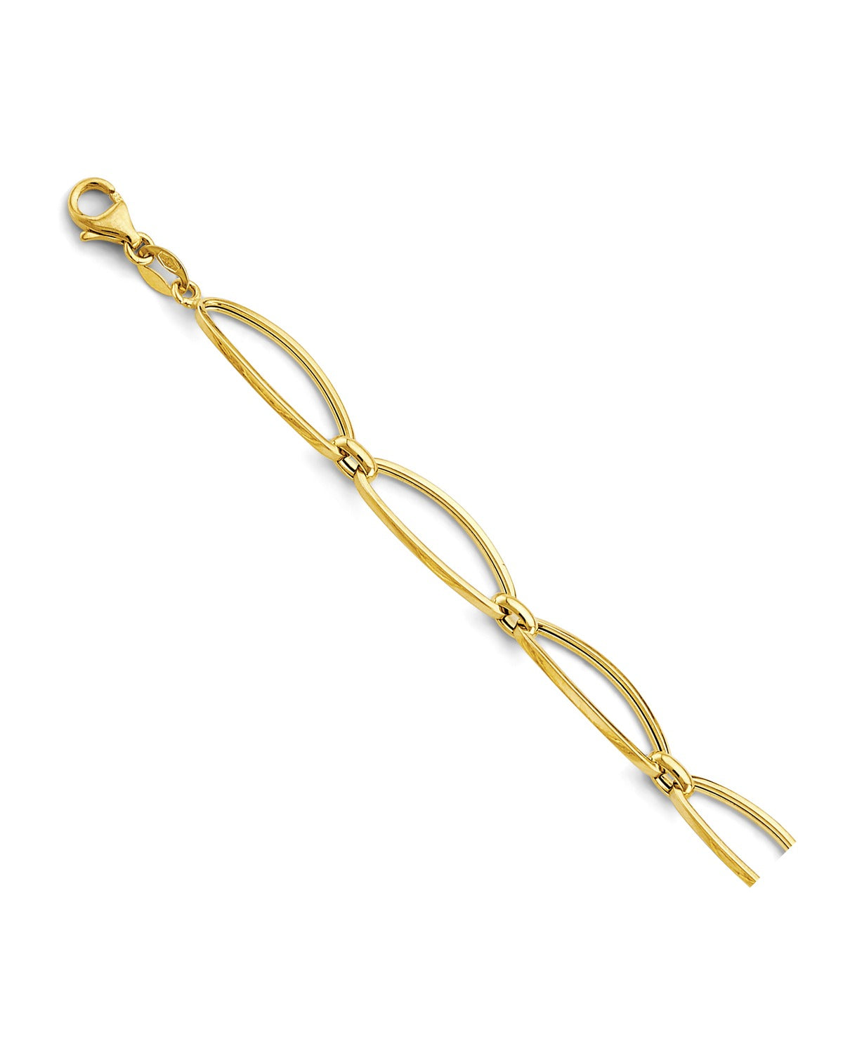 14K Yellow Gold Long Oval Link Bracelet (AB-1101)
