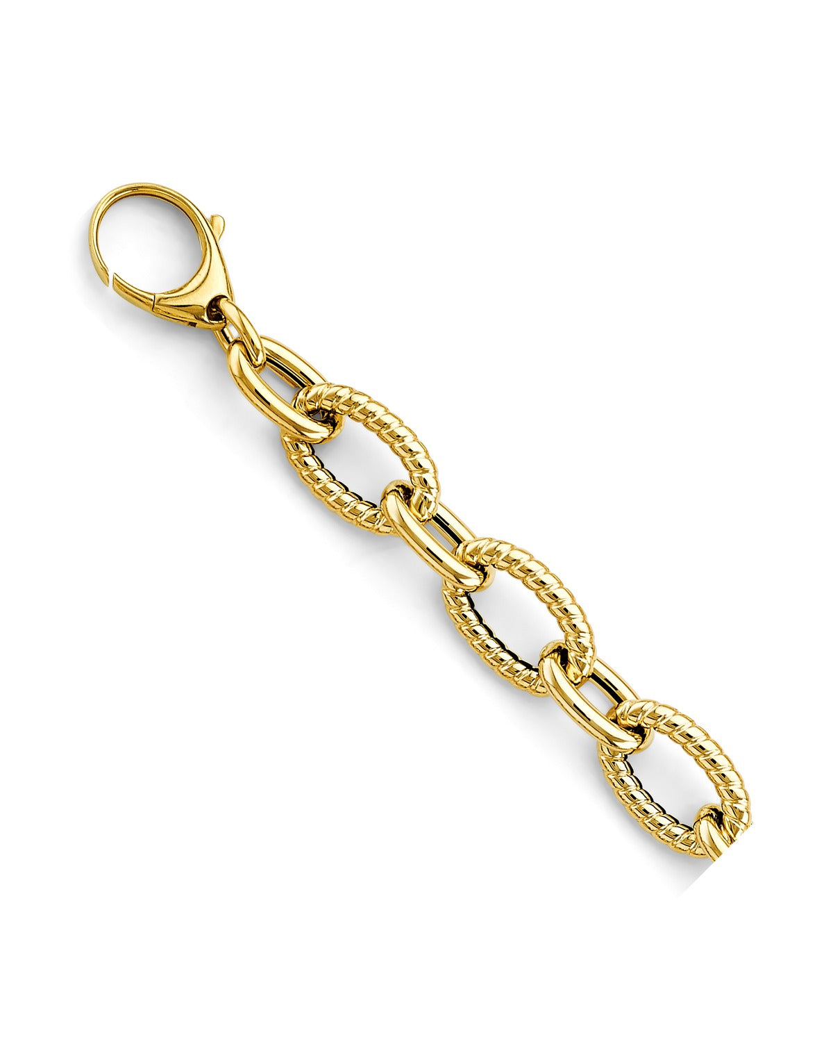 14K Yellow Gold Hollow Bold Oval Link Bracelet (AB-1103)