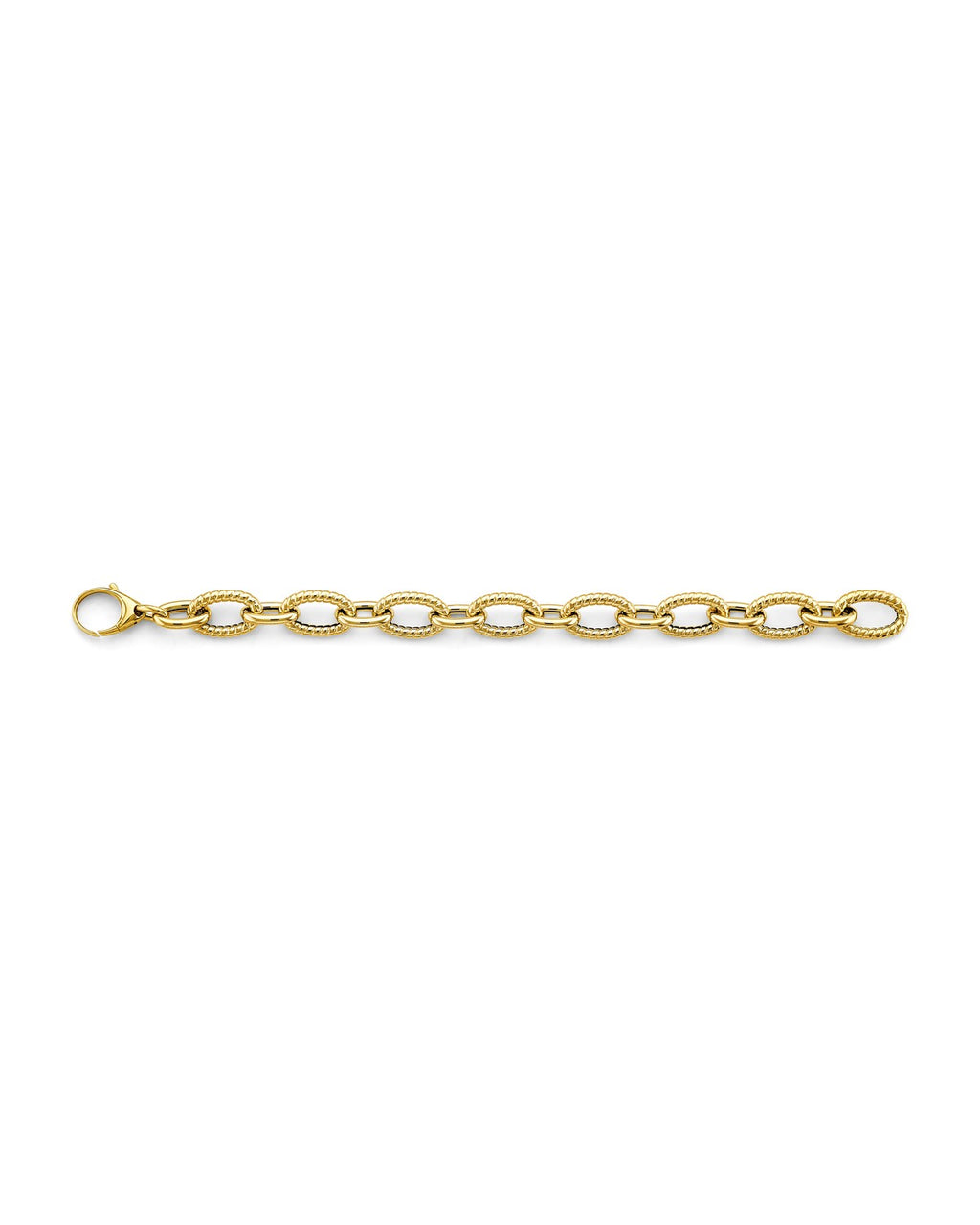14K Yellow Gold Hollow Bold Oval Link Bracelet (AB-1103)