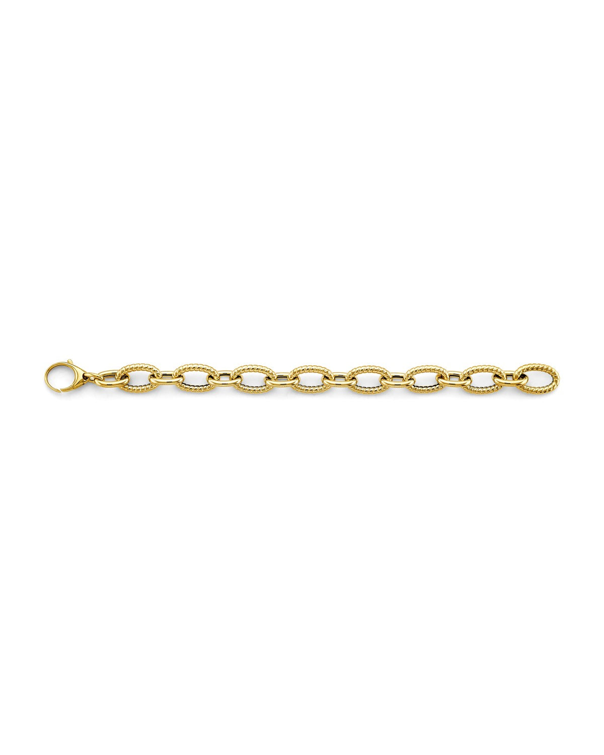 14K Yellow Gold Hollow Bold Oval Link Bracelet (AB-1103)
