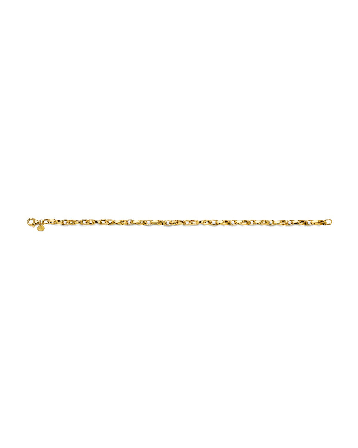14K Yellow Gold Hollow Flat Tube Oval Rolo Bracelet (AB-1104)