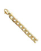 14K Yellow Gold Hollow Dia Bar Curb Bracelet (AB-1105)