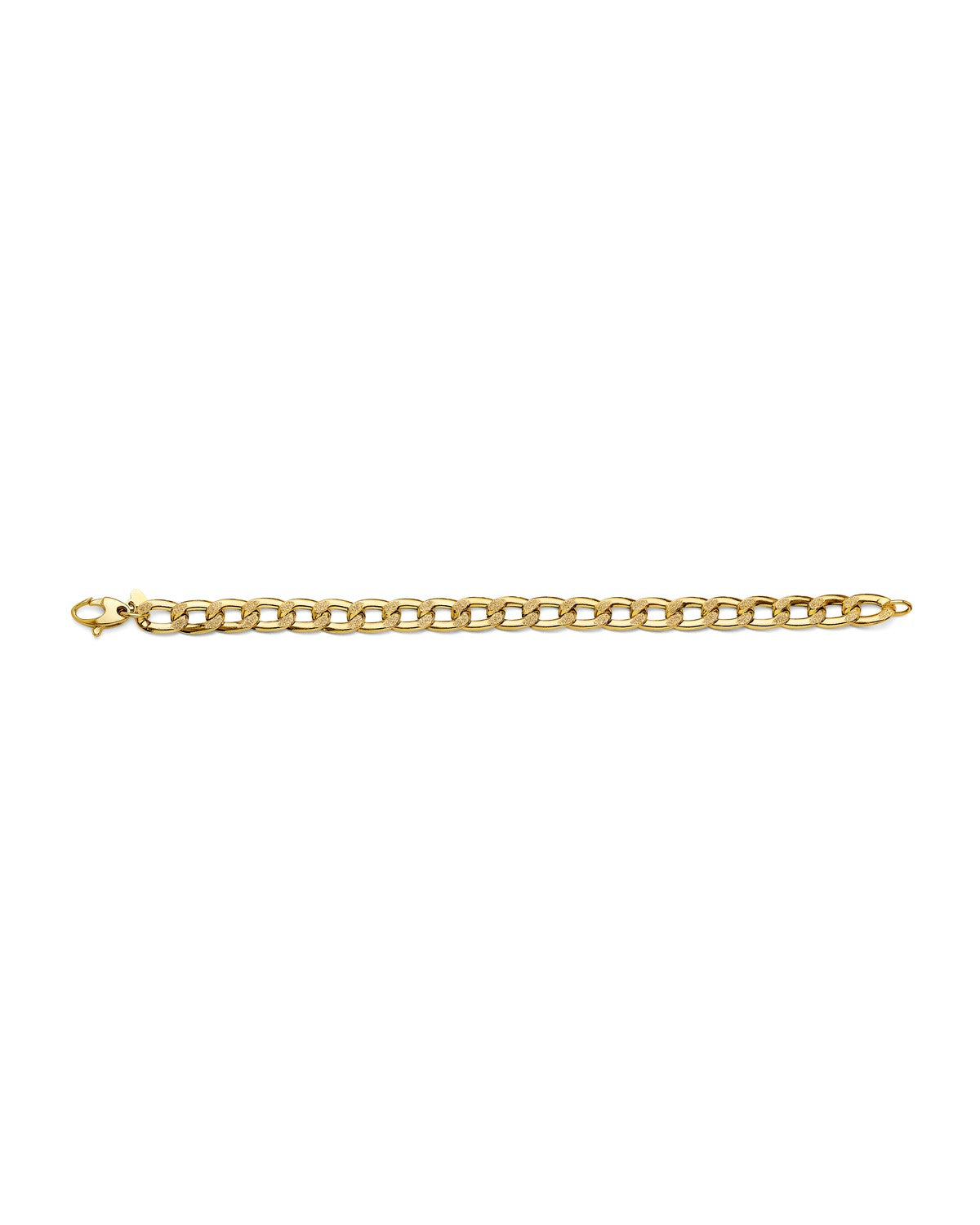 14K Yellow Gold Hollow Dia Bar Curb Bracelet (AB-1105)