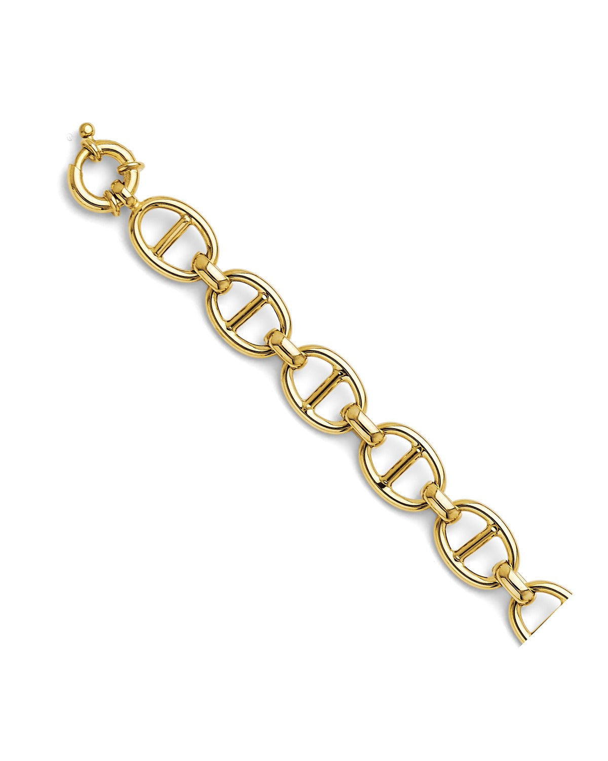 14K Yellow Gold Hollow Fancy Mariner Bracelet (AB-1108)