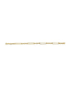 14K Yellow Gold Hollow Paper Clip + Oval Link Bracelet (AB-1109)