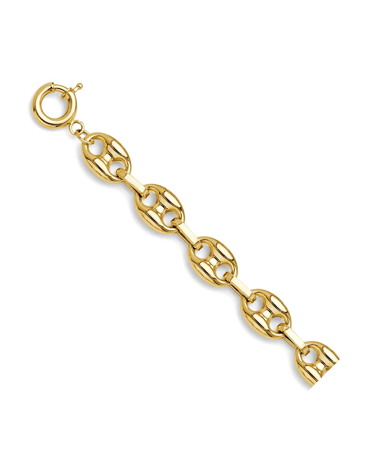 14K Yellow Gold Puffed Mariner Bracelet (AB-1111)