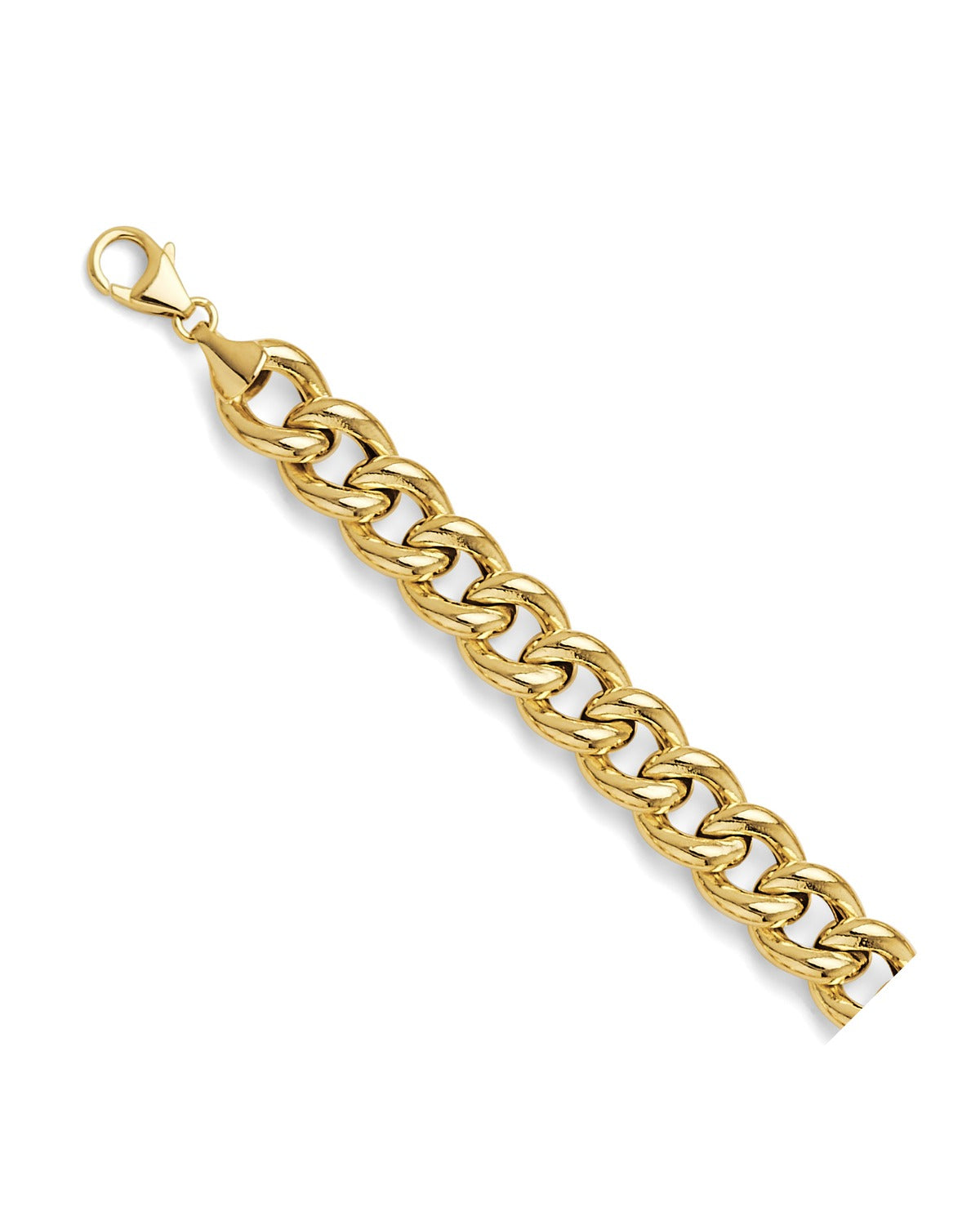 14K Yellow Gold Hollow Roundish Curb Bracelet (AB-1112)