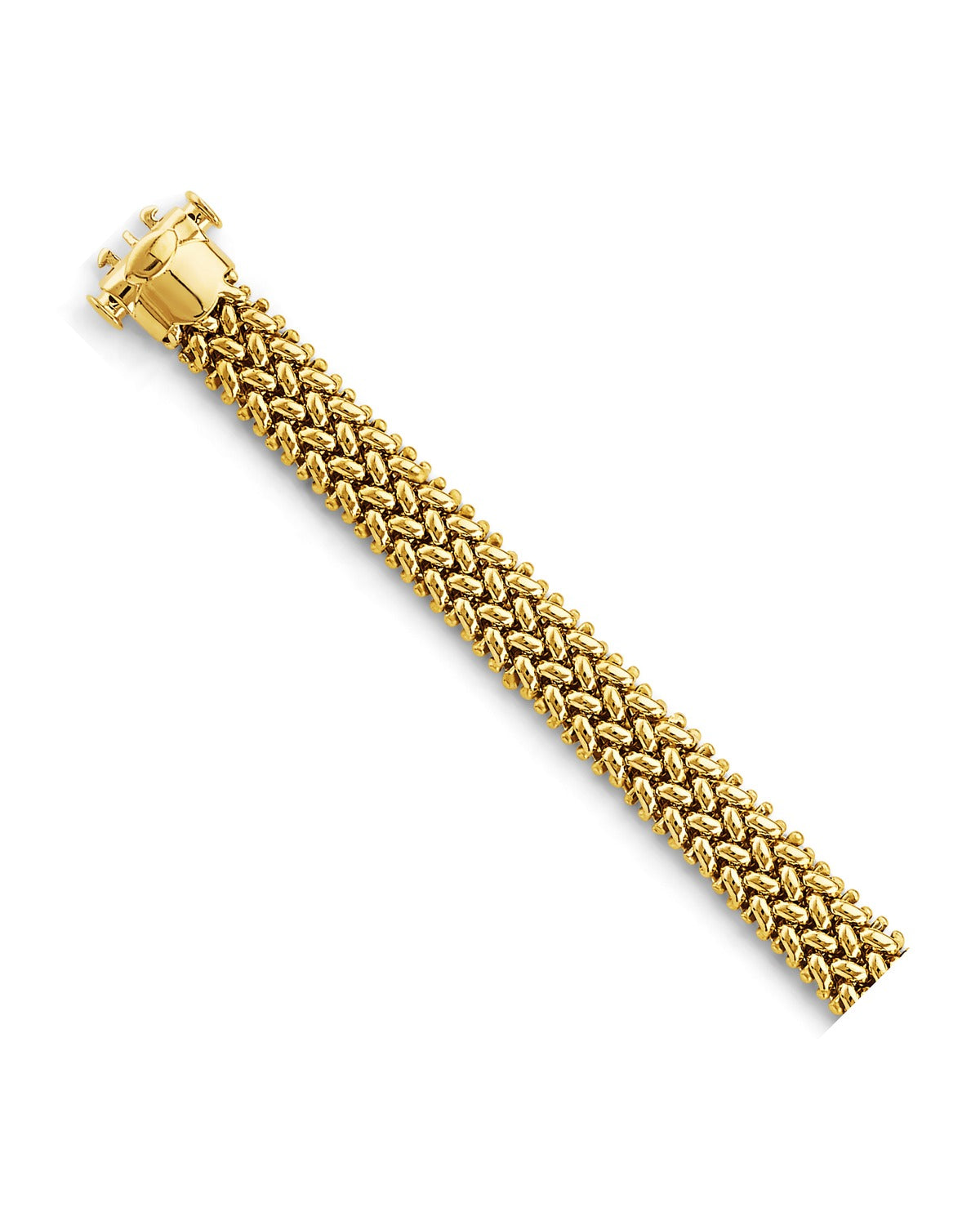 14K Yellow Gold Hollow Mesh Design Bracelet (AB-1115)