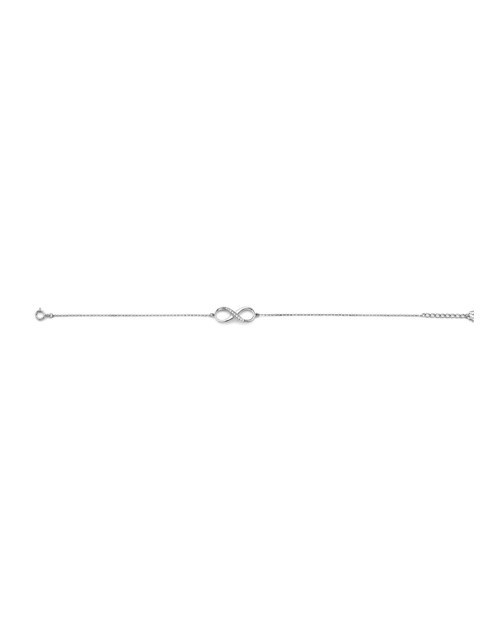 14K White Gold CZ Infinity Bracelet (AB-1119)