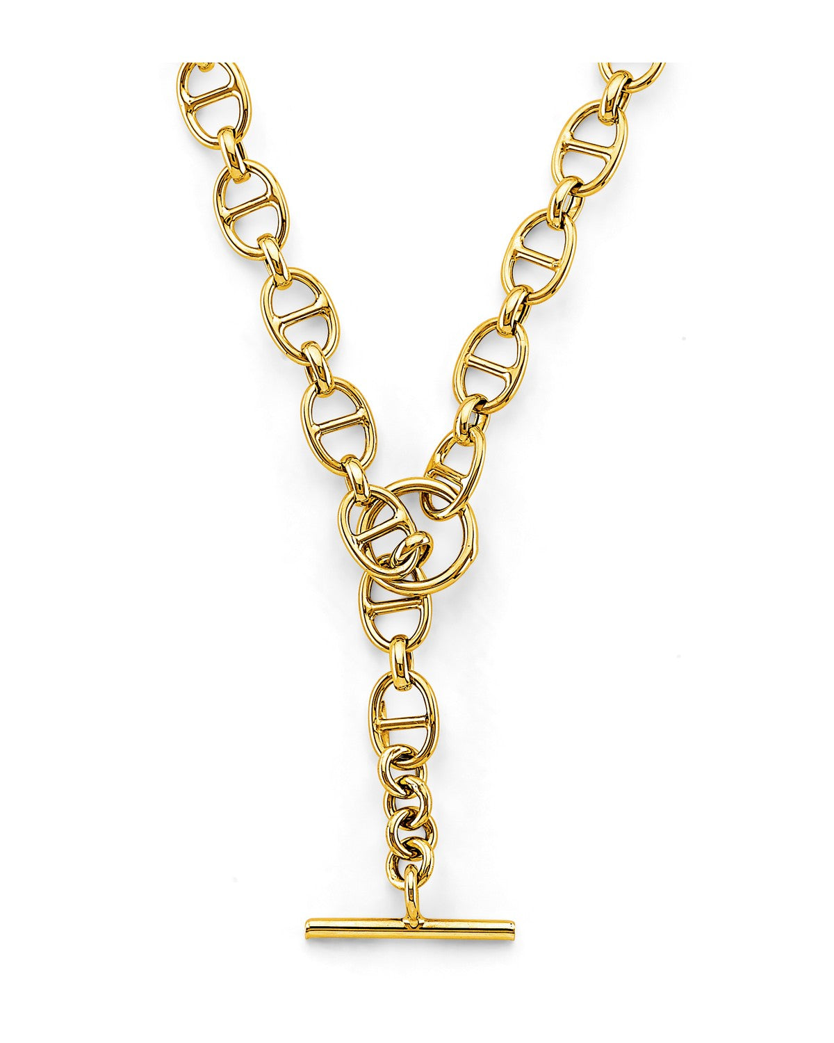 14K Yellow Gold Hollow Marier Bracelet with Fancy Lock (AB-1120)