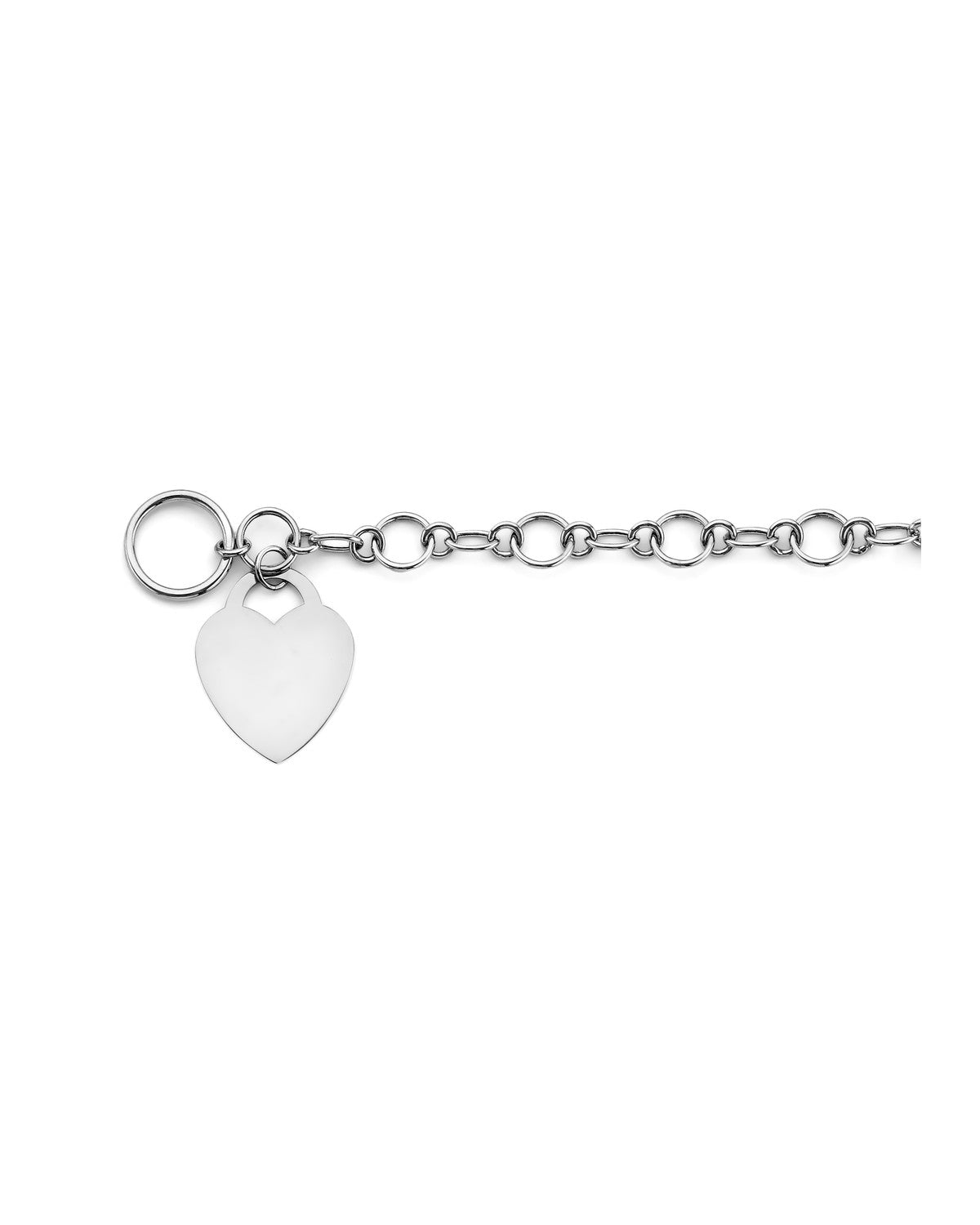 14K White Gold Hollow Bracelet with Heart Pendant (AB-1121)